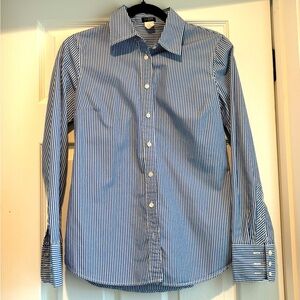 JCrew Blue and White Striped button down shirt in S